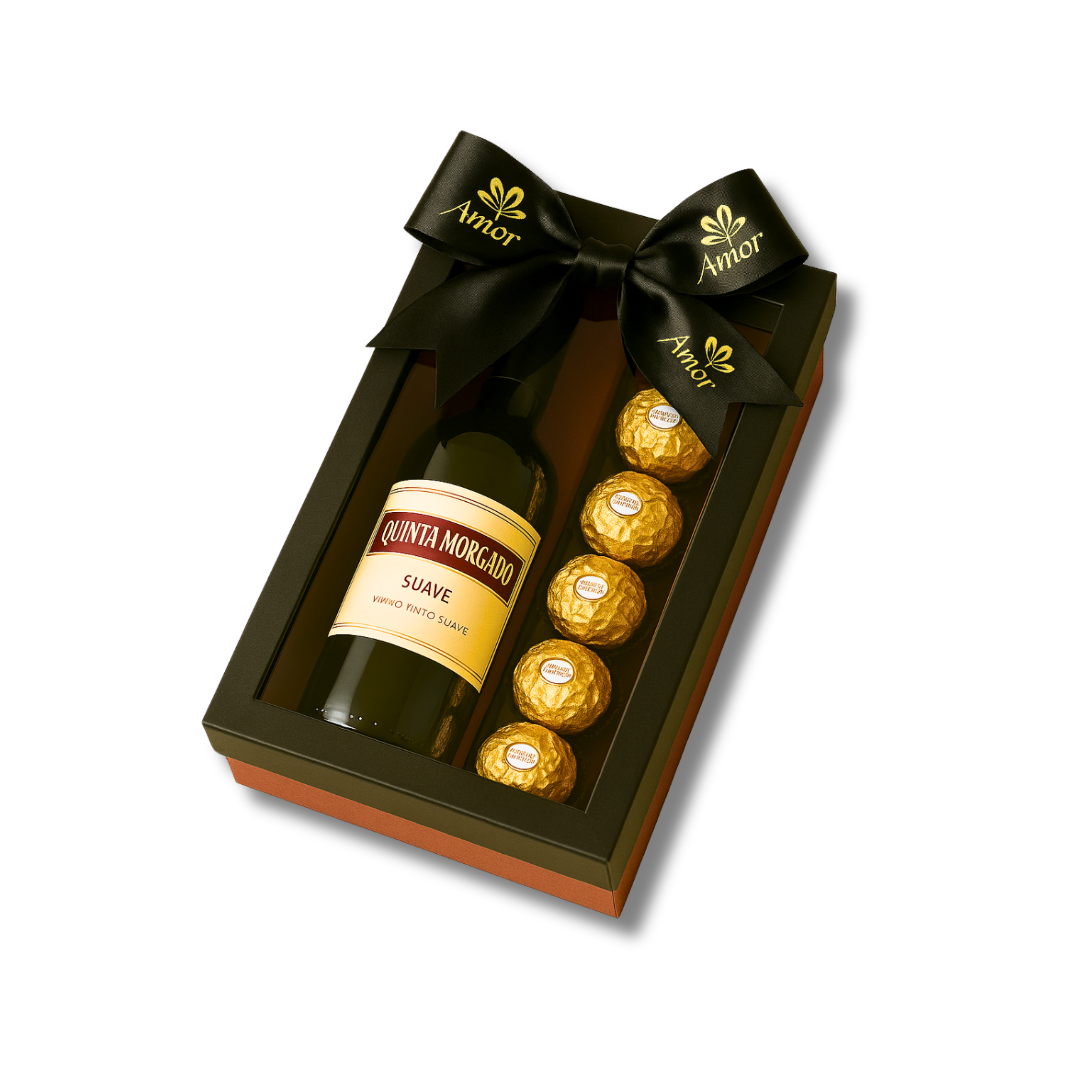 Presente com Mini Vinho e Bombons Ferrero Rocher
