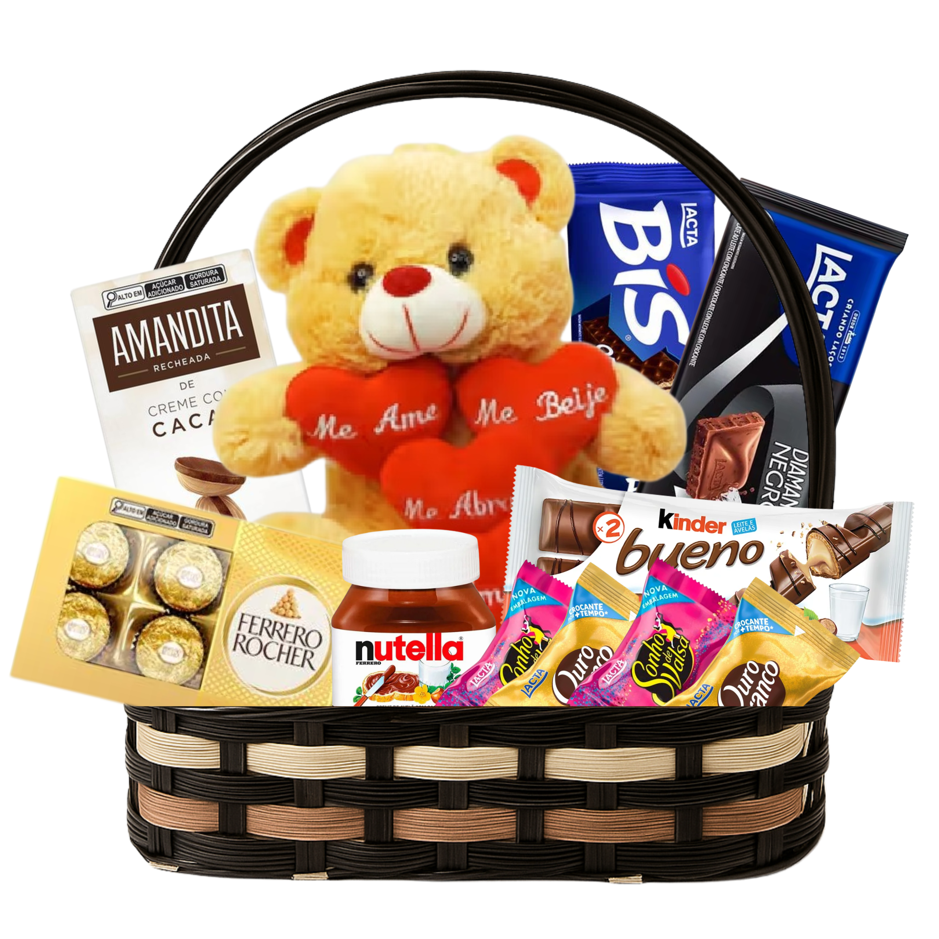 Cesta Romntica com Urso de Pelcia e Chocolates 