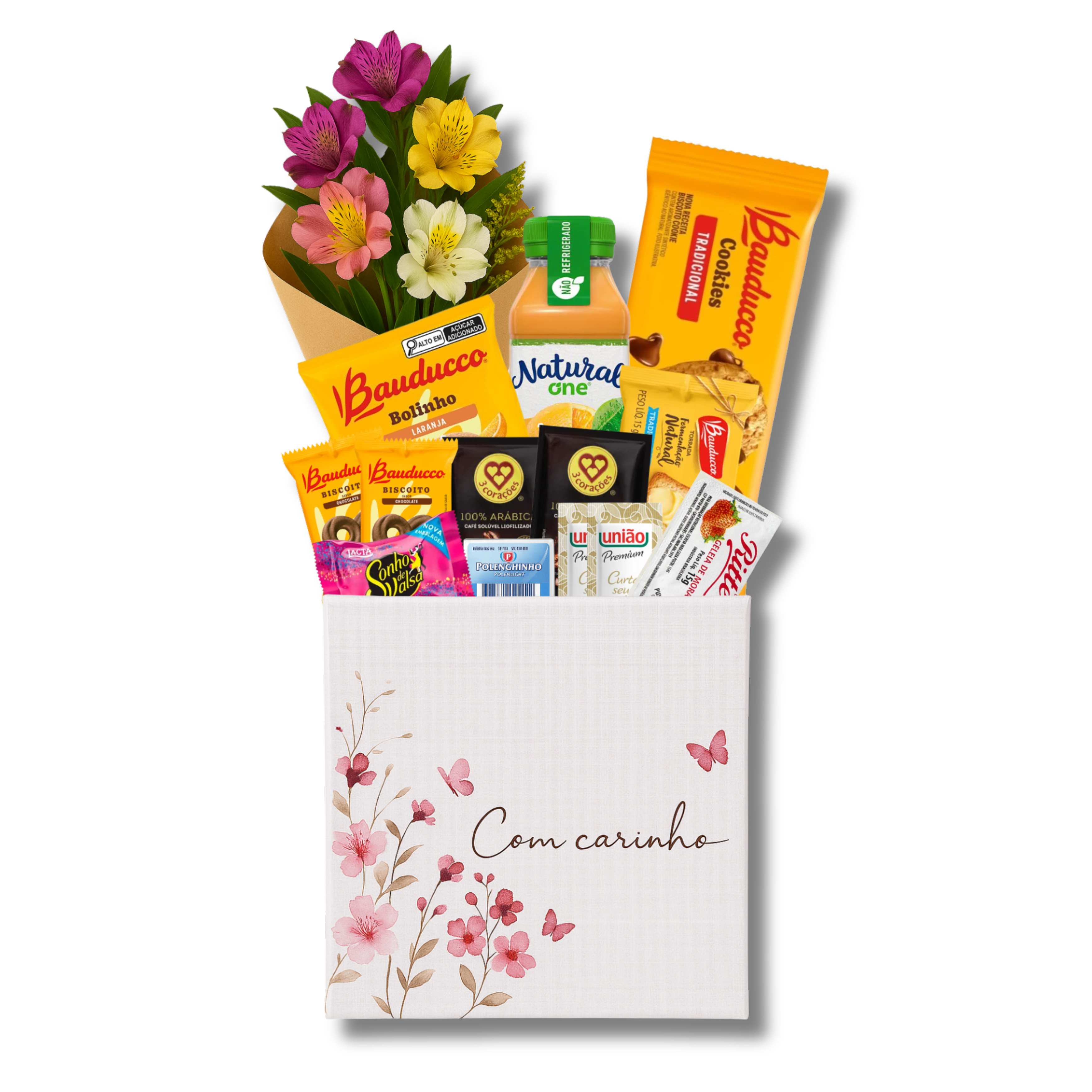 Cesta de Caf Pequena com Flores